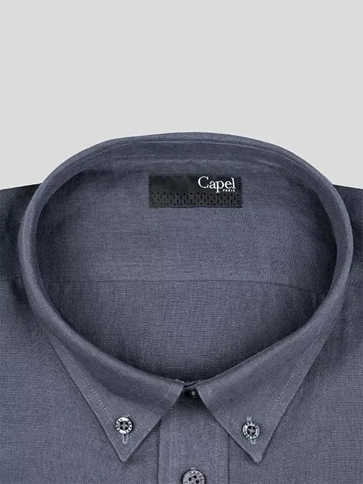 Chemise en lin marine manches longues homme grande taille | Capel