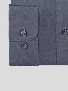 Chemise en lin marine manches longues homme grande taille | Capel