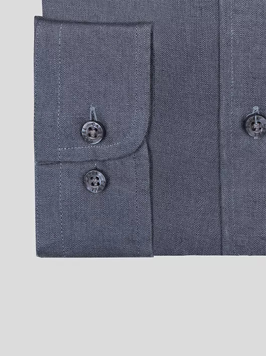 Chemise en lin marine manches longues homme grande taille | Capel