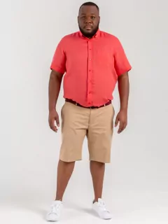Chemise manches courtes en lin rouge framboise homme grande taille | Capel