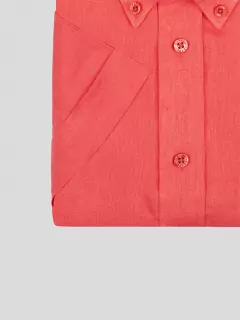 Chemise manches courtes en lin rouge framboise homme grande taille | Capel