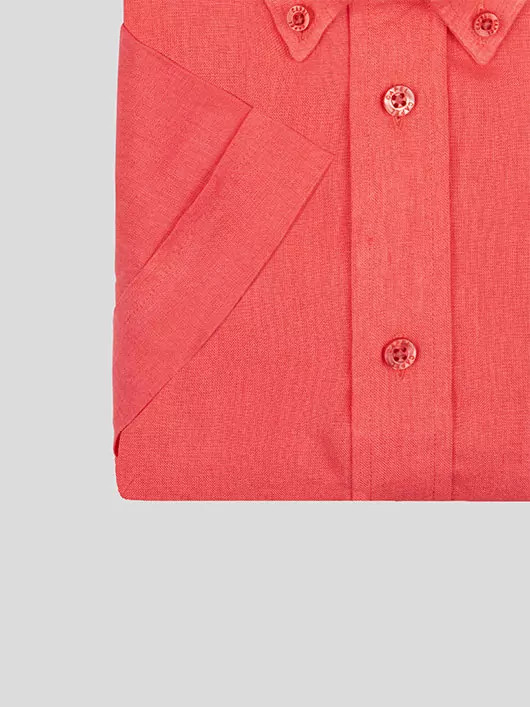 Chemise manches courtes en lin rouge framboise homme grande taille | Capel