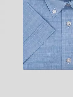 Chemise bleu ciel manches courtes coton flammé homme grande taille | Capel