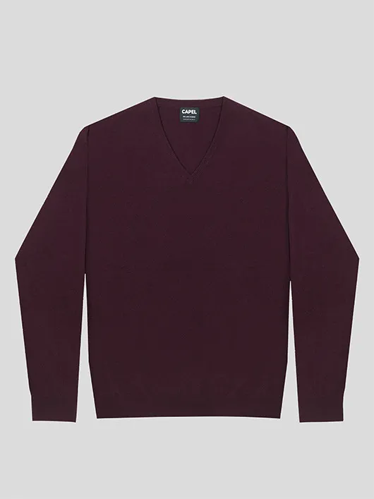 Pull Cachemire Enzo V Grenat Capel Grande Taille  homme grande taille - Capelstore