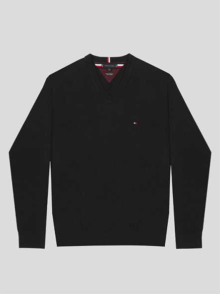 Pull Col V Noir Tommy Hilfiger Grande Taille