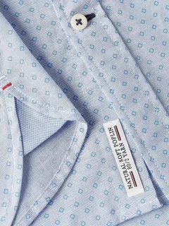 Chemise motif micro-pois 100% coton bleue ciel manches longues homme grande taille | Capel