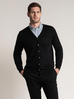 Cardigan Merinos Flavio Noir Capel Grande Taille  homme grande taille - Capelstore