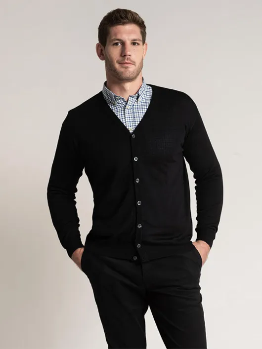 Cardigan Merinos Flavio Noir Capel Grande Taille  homme grande taille - Capelstore
