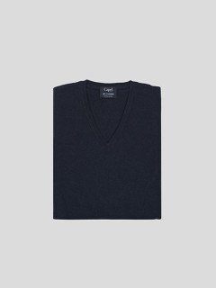 Pull Cachemire Enzo Col V Navy Capel Grande Taille  homme grande taille - Capelstore
