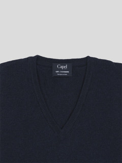 Pull Cachemire Enzo Col V Navy Capel Grande Taille  homme grande taille - Capelstore