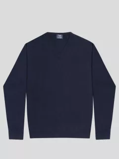 Pull Cachemire Enzo Col V Navy Capel Grande Taille  homme grande taille - Capelstore