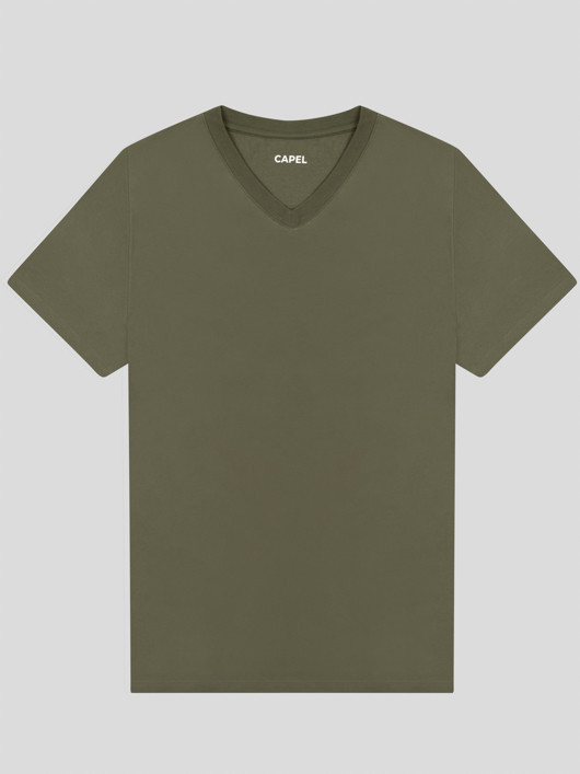Tee-shirt Louis Mc Col V Kaki Capel Grande Taille  homme grande taille - Capelstore