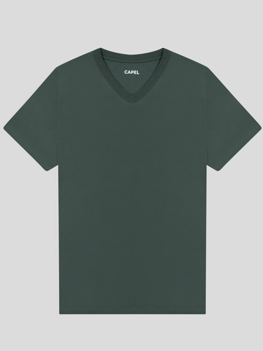 T-shirt Louis Col V Vert Capel Grande Taille