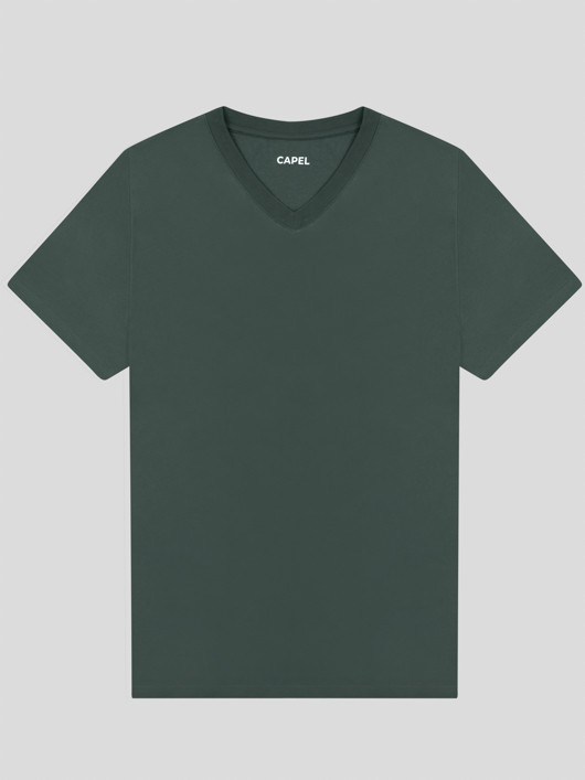 Tee-shirt Louis Col V Vert Capel Grande Taille  homme grande taille - Capelstore