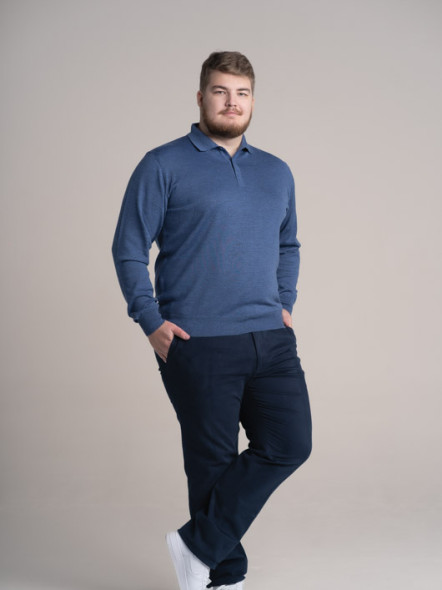 Pull Col Polo Paolo Bleu Capel Grande Taille