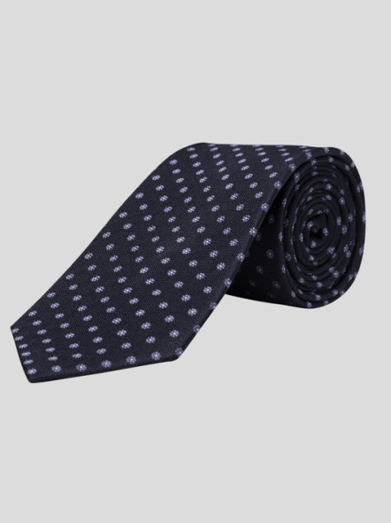 Cravate Marine/Bleue Fleurie Capel Grande Taille