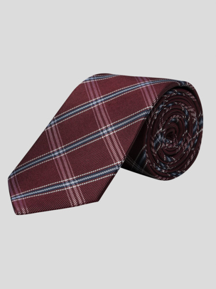 Cravate À Carreaux Écossais Bordeaux Capel Grande Taille