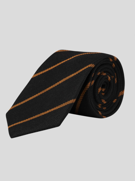 Cravate Rayée Noire et Orange Capel Grande Taille