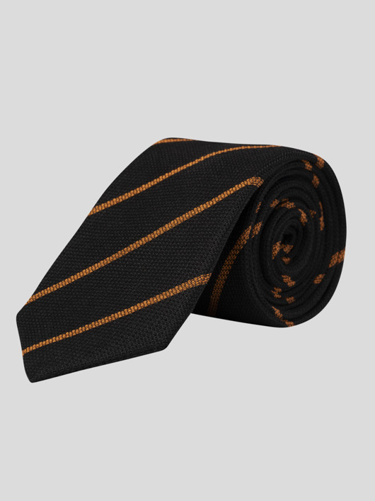 Cravate Rayee Col.noir/jaune Capel Grande Taille  homme grande taille - Capelstore