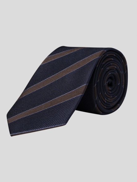 Cravate Rayée Marine/Marron Capel Grande Taille