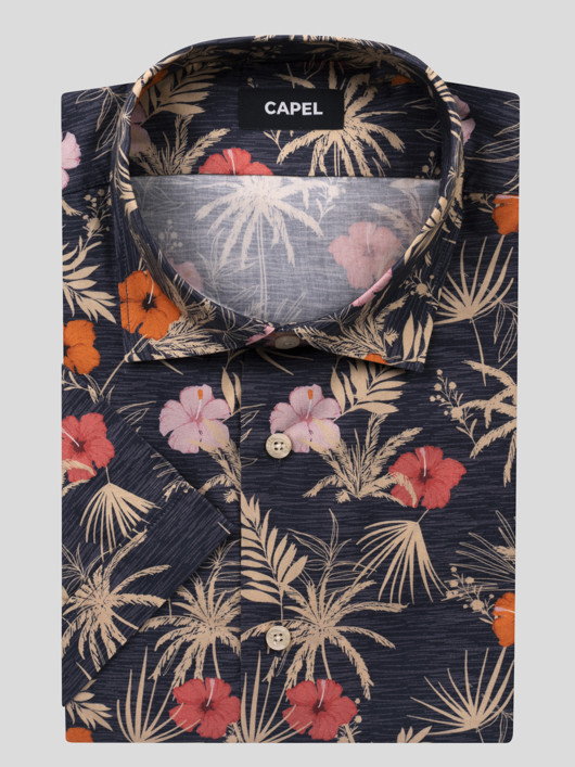 Chemisette Tom Fleurs Hibiscus Capel Grande Taille homme grande taille - Capelstore