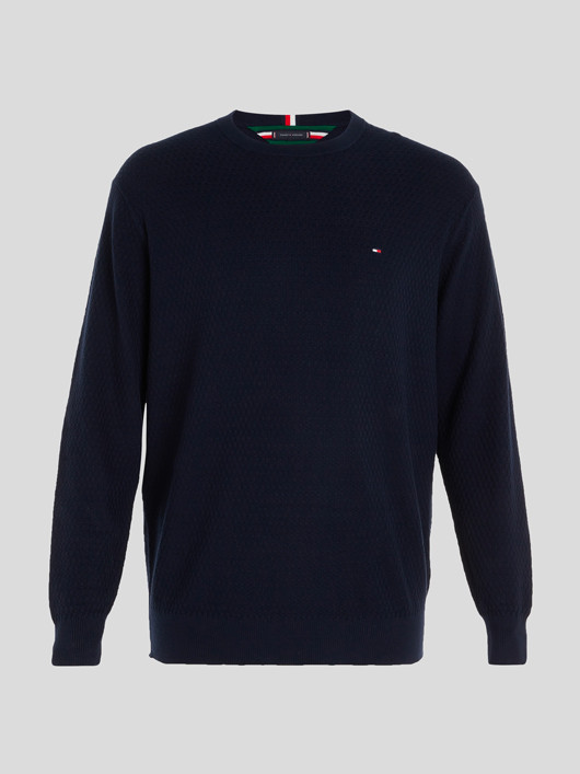 Pull Col Rond Marine Tommy Hilfiger Grande Taille  homme grande taille - Capelstore