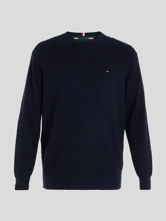 Pull Col Rond Marine Tommy Hilfiger Grande Taille  homme grande taille - Capelstore