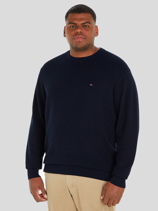 Pull Col Rond Marine Tommy Hilfiger Grande Taille homme grande taille - Capelstore