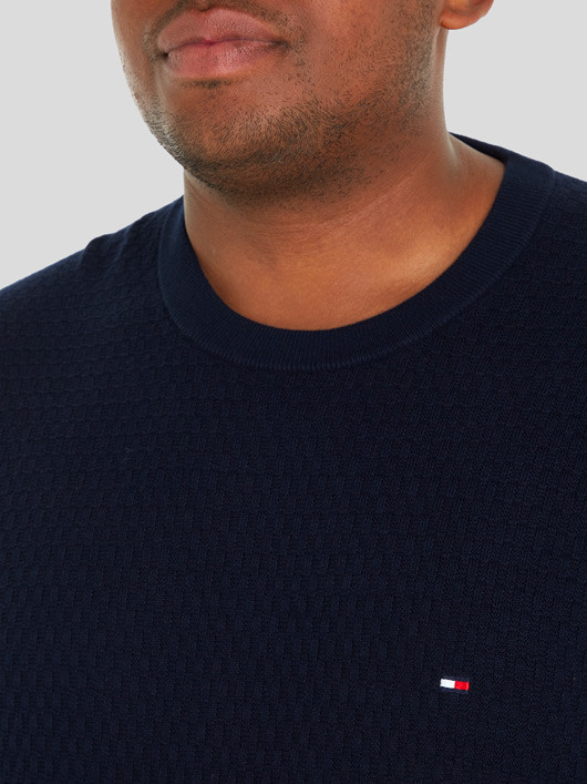 Pull Col Rond Marine Tommy Hilfiger Grande Taille homme grande taille - Capelstore