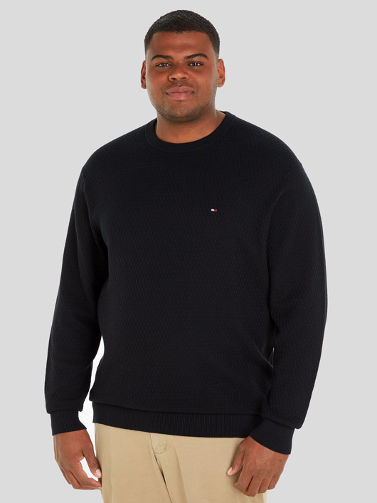 Pull Col Rond Noir Tommy Hilfiger Grande Taille homme grande taille - Capelstore