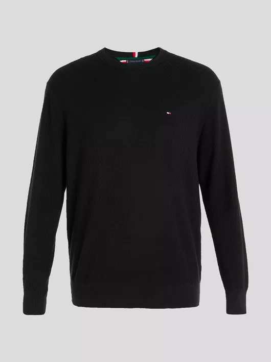 Pull Col Rond Noir Tommy Hilfiger Grande Taille homme grande taille -  Capelstore
