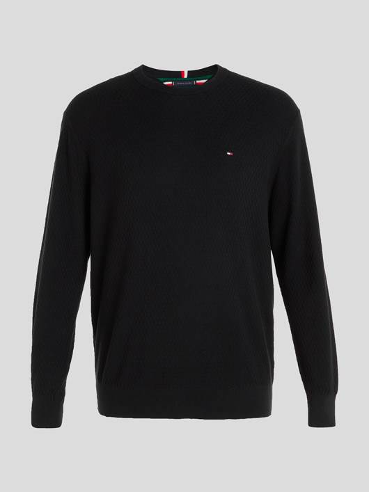 Pull Col Rond Noir Tommy Hilfiger Grande Taille  homme grande taille - Capelstore