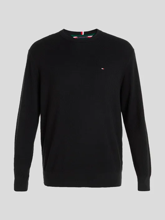 Pull Col Rond Noir Tommy Hilfiger Grande Taille  homme grande taille - Capelstore