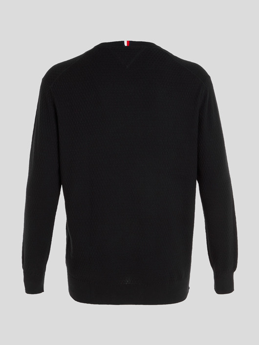 Pull Col Rond Noir Tommy Hilfiger Grande Taille homme grande taille - Capelstore