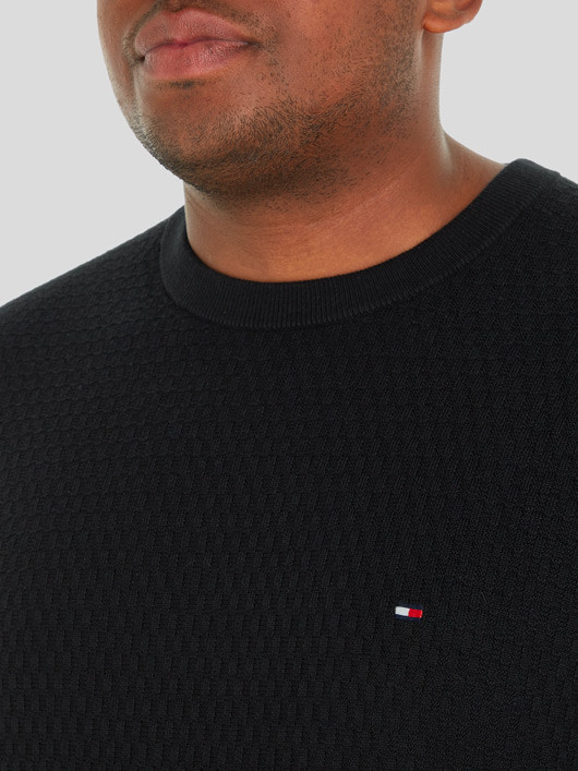 Pull Col Rond Noir Tommy Hilfiger Grande Taille homme grande taille - Capelstore