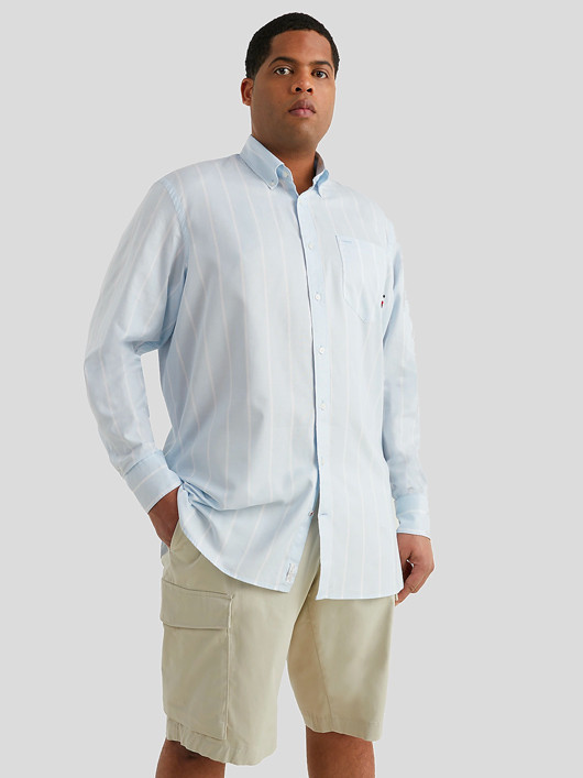 Chemise Rayee Bleue Oxford Tommy Hilfiger Grande Taille  homme grande taille - Capelstore