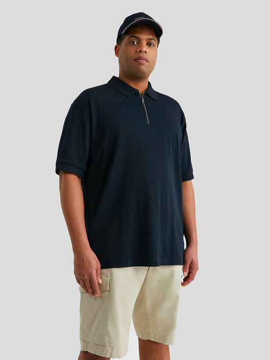 Polo Zippé Marine Tommy Hilfiger Grande Taille
