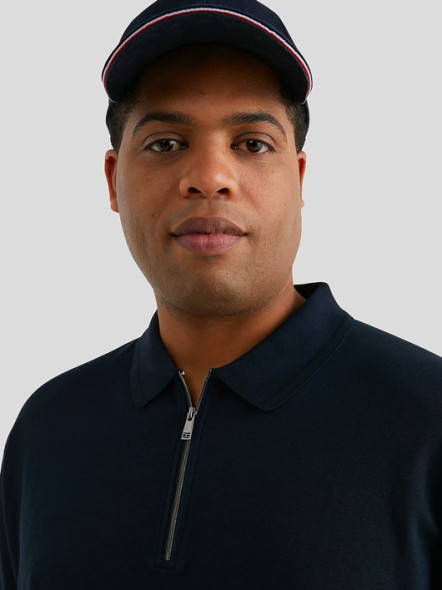Polo Zippé Marine Tommy Hilfiger Grande Taille