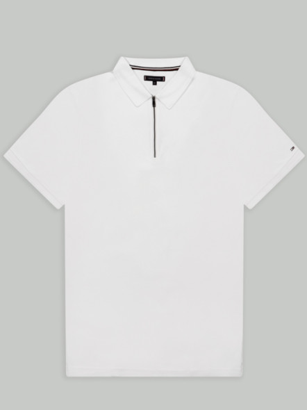 Polo Zippé Blanc Tommy Hilfiger Grande Taille