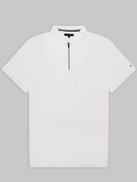 Polo Zippé Blanc Tommy Hilfiger Grande Taille