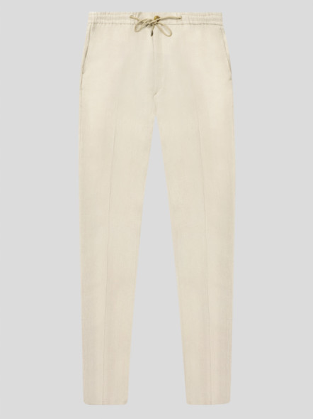 Pantalon Gary avec Cordon, 100% Lin, Beige Capel Grande Taille