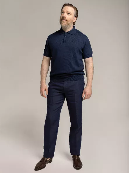 Pantalon En Lin Marine Capel Grande Taille