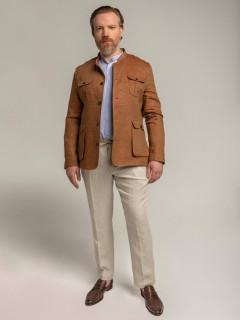 Veste Forestiere Lin Marron Capel Grande Taille  homme grande taille - Capelstore