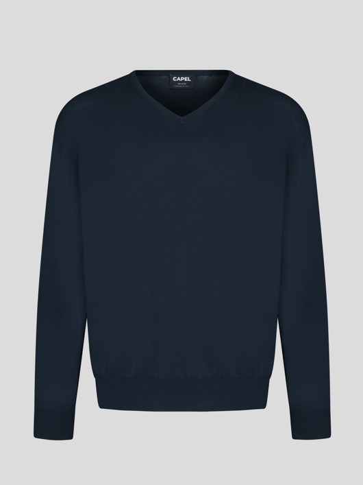 Pull Coton Marine Col V Como Capel Grande Taille homme grande taille - Capelstore