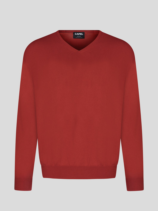 Pull Coton Col V Orange Capel Grande Taille