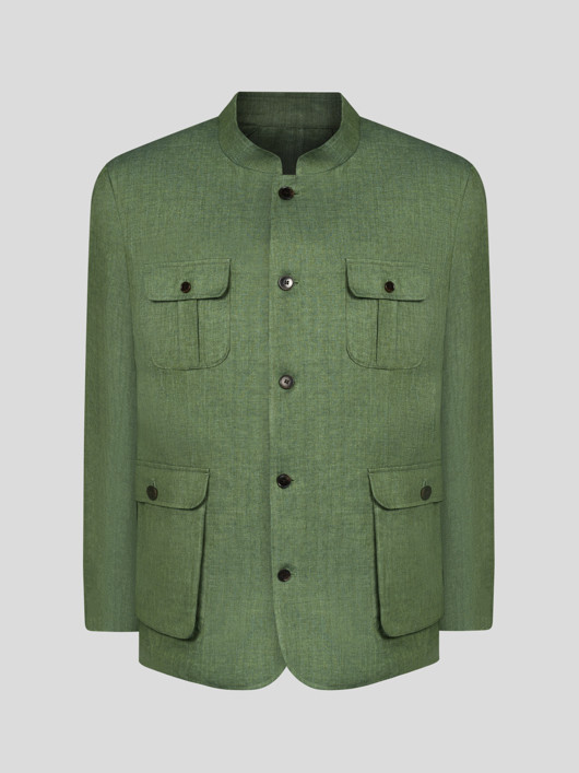 Veste Forestiere Lin Vert Capel Grande Taille  homme grande taille - Capelstore