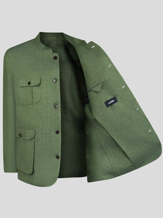 Veste Forestiere Lin Vert Capel Grande Taille homme grande taille - Capelstore
