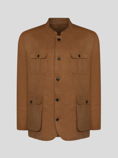 Veste Forestiere Lin Marron Capel Grande Taille  homme grande taille - Capelstore