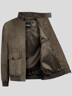 Blouson Cuir Uni Taupe Capel Grande Taille  homme grande taille - Capelstore