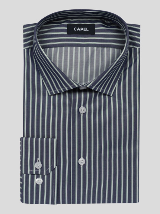 Chemise Max Marine Rayee Capel Grande Taille  homme grande taille - Capelstore